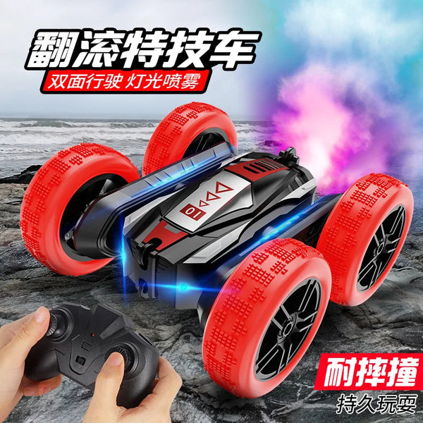 BGTOY 2.4G RC Car Double Sided Tumble Remote Control Stunt Vehicle Spray 360° Rotation For Kids Boy Toys Birthday Christmas Gift