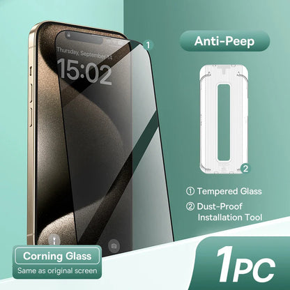 Baseus 0,4 мм загартоване скло Corning для iPhone 16 15 14 13 Pro Max Plus Захисна плівка для екрану з функцією захисту від підглядання та автоматичною установкою