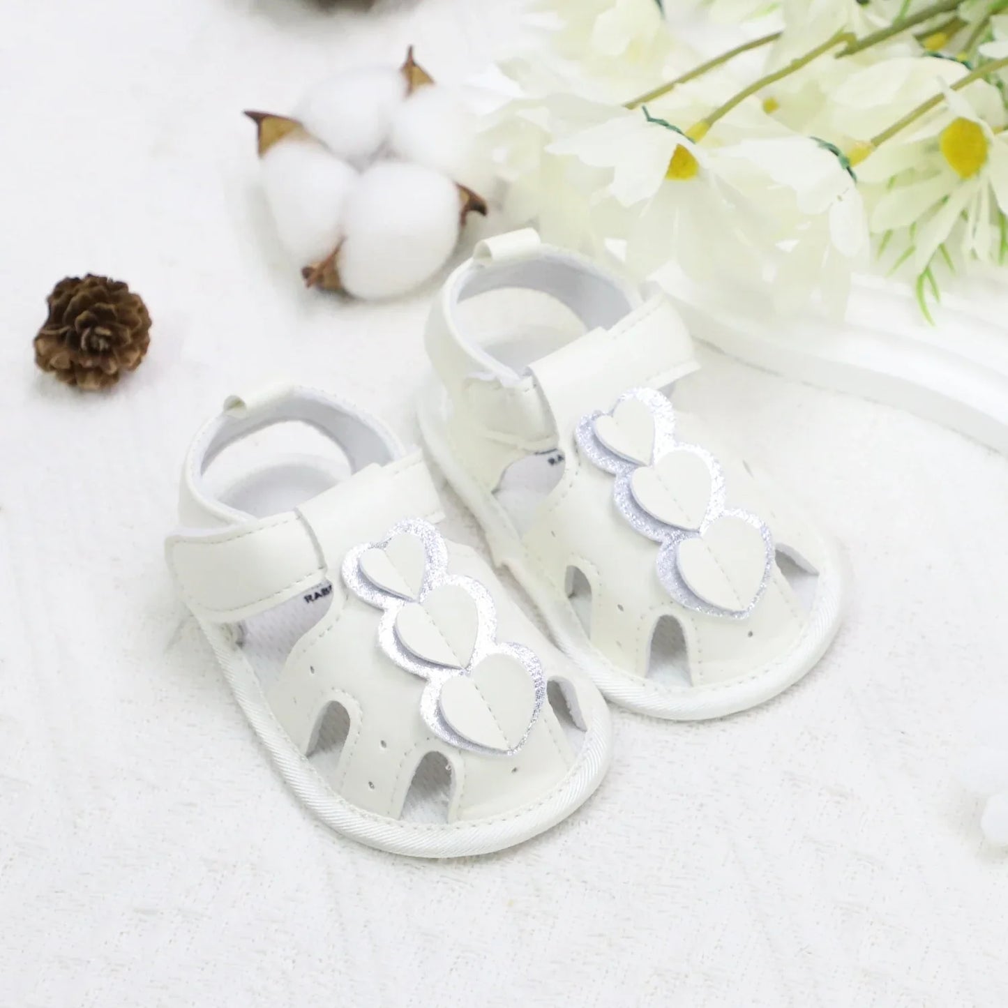 Casual Cute Love Sandals For Baby Girls, Breathable Non-slip Walking Shoes For Vacation Beach, Summer