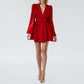 Elegant Women's Red Dresses 2024 Autumn New  Dress V-neck Sexy Short Skirts Parti Elbiseleri Kleider Damen Vestidos Para Festas