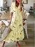 Spring Summer New 2024 Women's Casual Sweet Loose Sexy V-neck Drawstring Fashionable Printed Long Sleeved Dress