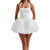 Women Fashion Sexy Cocktail Mini Dress Solid Halter Neck Bubble Dress Kawaii Tie Up A Line Dress Sexy Corset Club Dresses