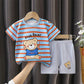 Kids Stripe T-Shirt + Shorts 2-Piece Clothing Set Summer Baby Boy Girl Cotton Cartoon Pajama Casual Tracksuit Clothes Suit 0-6 Y