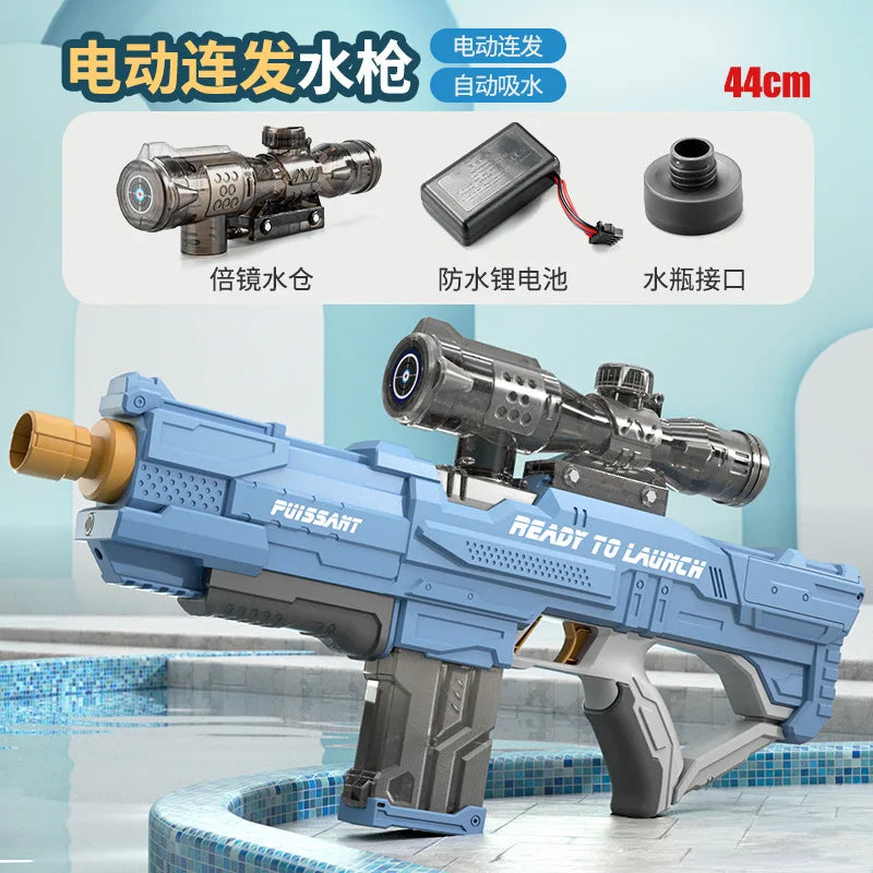 Electric water gun with fully automatic suction and continuous firing large capacity water sucking shooting water playing summer