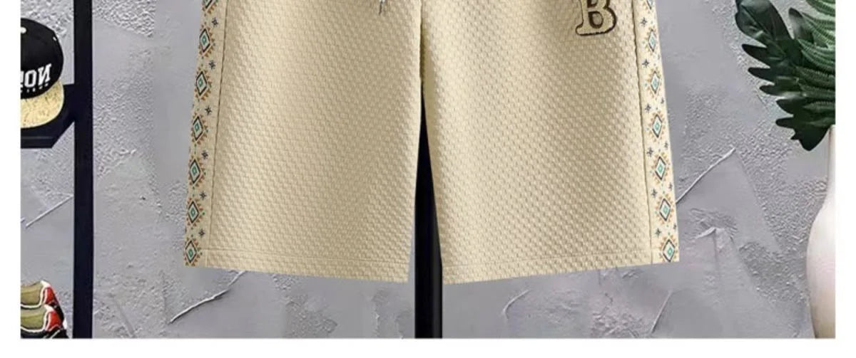 Summer New Fashion Trend Short Sleeve Shorts Ice Silk Suit Men Loose Sports Breathable Large Size High Quality Two-Piece Set