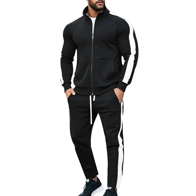 Casual Tracksuits Mens Autumn Fashion Side Striped Jackets And Pants Two Piece Sets For Men Sports Fitness Sweatsuits Streetwear