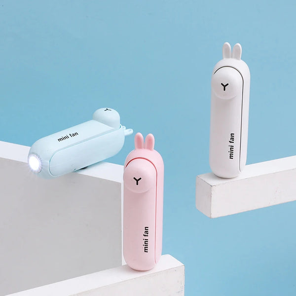 1Pc Cute Mini Handheld Fan Portable Keychain Fan Usb Recharge Small Pocket Fan Outdoor Traveling Cartoon Fan Birthday Gifts