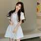 Woherb Chic Women Floral Dress Short Sleeve Single-breasted Korean Fashion Summer 2025 New A-Line Elegant Dresses Vestidos