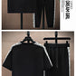 Summer Men's Trousers Tracksuit 2 Piece Set Fashion Tops Tees Ice silk Short Sleeve T Shirt+Pants Vintage Casual Sweatpants