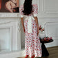 Clacive Fashion Slim Print Women's Dress Summer Lapel Short Sleeve Ankle Length Dresses Elegant High Waist Slit Female Dress