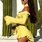 Trendix Lace Patchwork Ruffle Dress High Waist Slim Long Sleeve Mini Dresses For Women Party Sexy Off Shoulder Vacation Dress