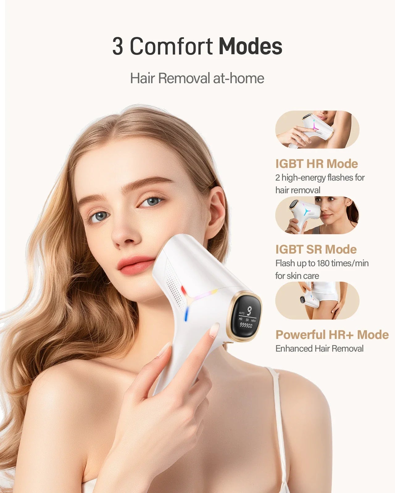 Laser Hair Removal 999900+ Flash 22J IPL Hair Remover Device 3 Modes Body Face Bikini Home Treament Laser Epilator for Women Men