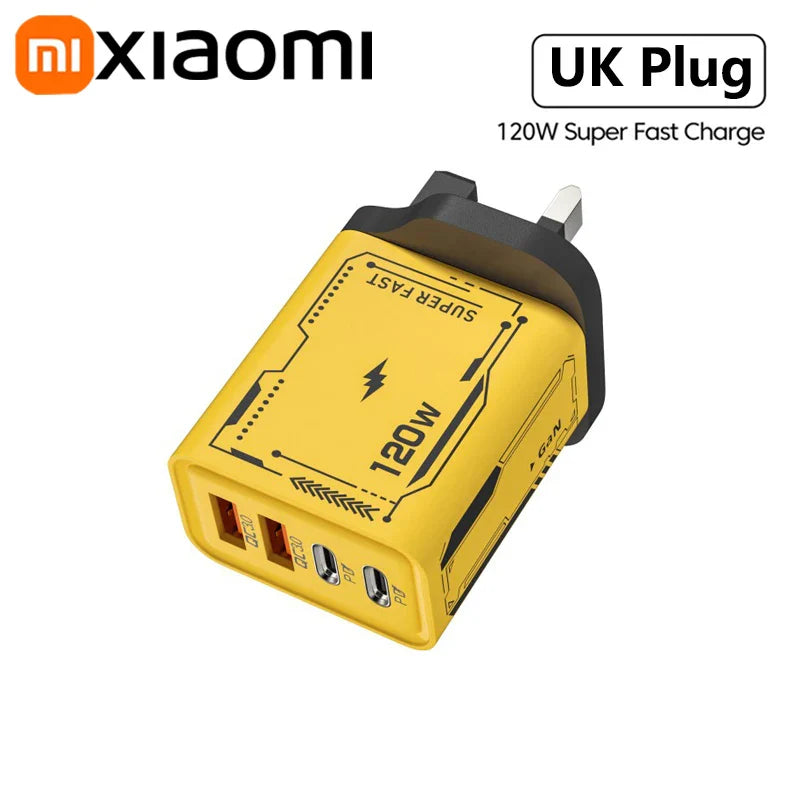 Xiaomi 120W 4-портовий ультра швидкий зарядний пристрій Type-C GaN USB-C QC 3.0 Super Charge Mech-Wind адаптер для iPhone Samsung