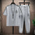 Summer Men's Trousers Tracksuit 2 Piece Set Fashion Tops Tees Ice silk Short Sleeve T Shirt+Pants Vintage Casual Sweatpants