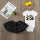 Hello 2025 Print  2 Piece Baby Girls Bodysuit Dress Set New Year Girl Short Sleeve Romper + Tutu Skirt Infant Dresses Set Outfit