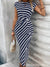 Elegant And Elegant Waist Lace Up Striped Round Neck Short Sleeve Long Dress Summer Party Bodycon Women's Dresses