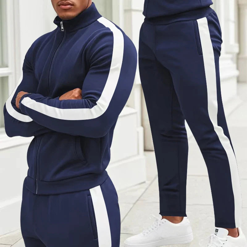 Casual Tracksuits Mens Autumn Fashion Side Striped Jackets And Pants Two Piece Sets For Men Sports Fitness Sweatsuits Streetwear
