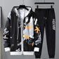 2 Pcs/Set Men Coat Pants Suit Hooded Letter Print Drawstring Loose Jogging Set Hip Hop Ankle-banded Men Sportwear Tracksuit