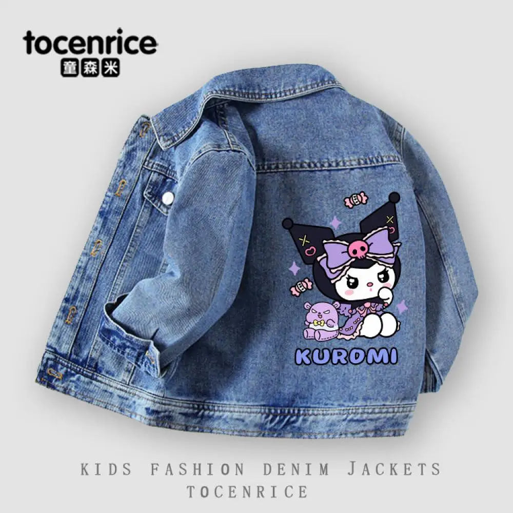 Милі дівчата Kuromi джинсова куртка пальто Sanrio аніме мультфільм косплей весна діти корейська мода верхній одяг Каваї дитячий одяг