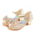 Summer Girls Sandals With Heel Fashion Rhinestone Shiny Glitter Shoes Children Princess Bowtie Pearl Dancing Shoes H876