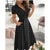 Women Fashion Solid Slim Pocket Lace Up Dress 2023 Spring Autumn Dress Women Casual Printed Short Sleeve V-neck High Waist Dress