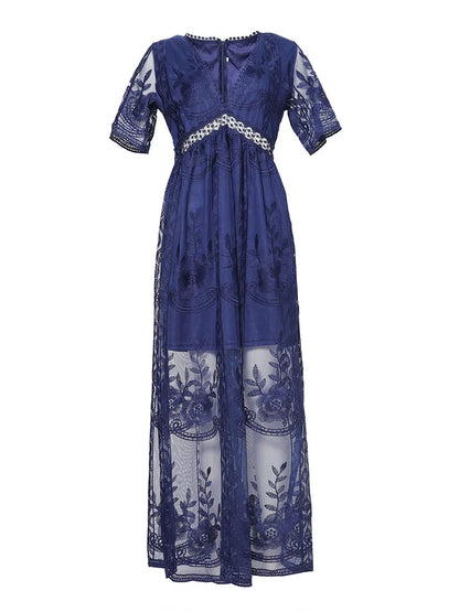 Jastie 2025 Summer Boho Women Maxi Dress Loose Embroidery White Lace long Tunic Beach Dress Vacation Holiday Women Clothing