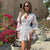 Elegant Long-sleeved Waist Dress For Ladies Spring Summer Sweet Floral Printing Lace Spliced short Party Dresses Female 2025