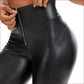 Women Sexy Zip High Waist Leather Leggings Patchwork PU Faux Leather Bodycon Pants Nightclub Slim Skinny Wetlook Trousers Custom