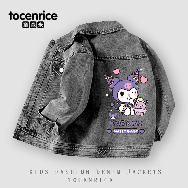 Милі дівчата Kuromi джинсова куртка пальто Sanrio аніме мультфільм косплей весна діти корейська мода верхній одяг Каваї дитячий одяг