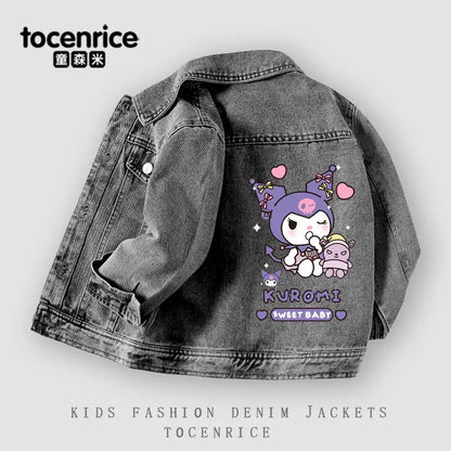 Милі дівчата Kuromi джинсова куртка пальто Sanrio аніме мультфільм косплей весна діти корейська мода верхній одяг Каваї дитячий одяг