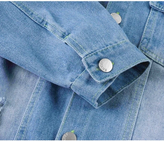 New Spring Cartoon Hello Kitty Kuromi Baby Girls Denim Jacket Coat Autumn Children Outerwear Kids Clothes for 2-7 Years Old