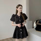 Woherb Chic Women Floral Dress Short Sleeve Single-breasted Korean Fashion Summer 2025 New A-Line Elegant Dresses Vestidos