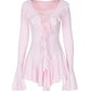 Lygens V Neck Long Sleeve Ruffles Lace Up Sexy Elegant Evening Mini Women'S Dresses Elegant Evening Party Dress Streetwear