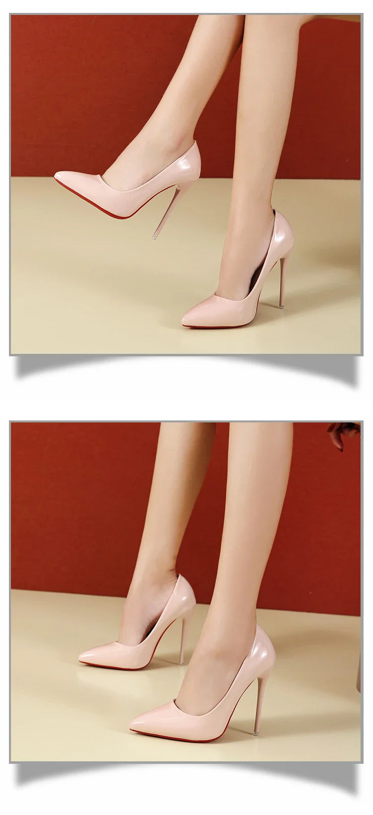 Temperament 12cm Super High Thin Heels Shoes Women Pumps Pointed Toe Colorful Patent Leather Stiletto Wedding Shoe Size 45