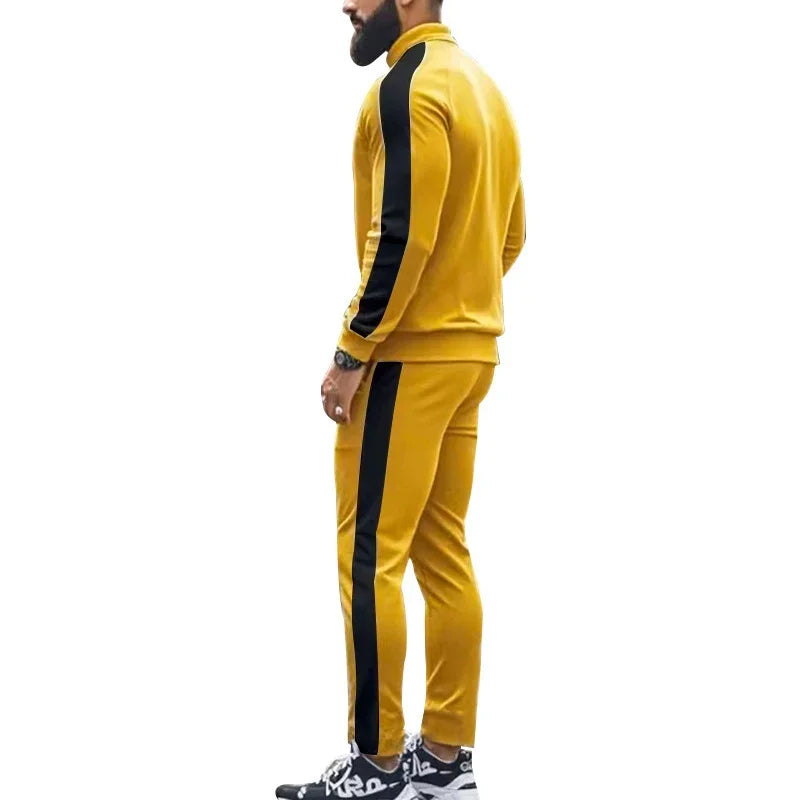 Casual Tracksuits Mens Autumn Fashion Side Striped Jackets And Pants Two Piece Sets For Men Sports Fitness Sweatsuits Streetwear