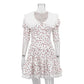 Summer Floral Printed Patchwork Mini Dress Female V-Neck Short Sleeve Slim Fashion Elegant Party Dresses Gown For Women Vestidos