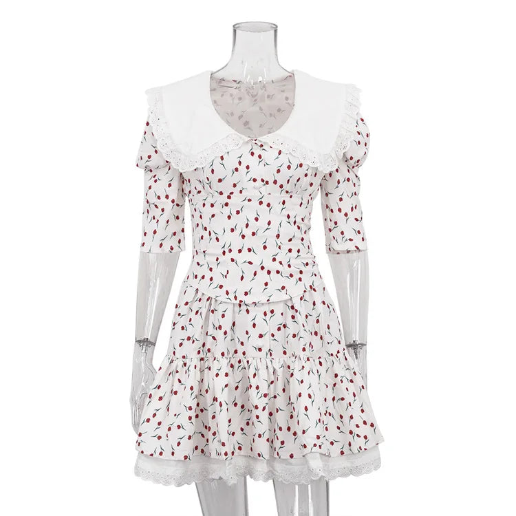 Summer Floral Printed Patchwork Mini Dress Female V-Neck Short Sleeve Slim Fashion Elegant Party Dresses Gown For Women Vestidos
