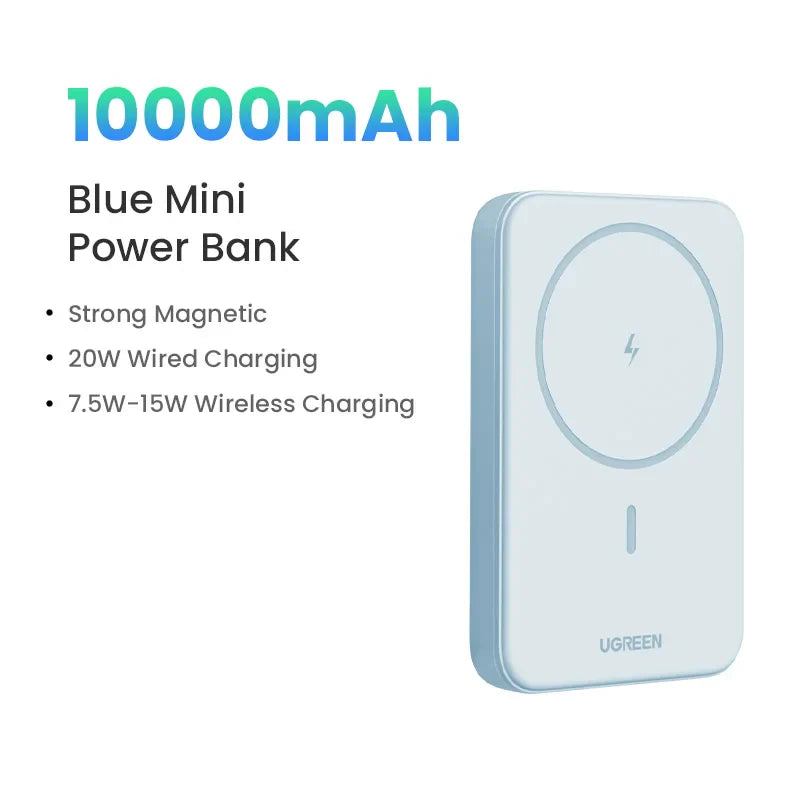 UGREEN PD20W Портативний магнітний павербанк 10000мАг з бездротовою швидкою зарядкою для Magsafe для iPhone 15 Pro Max 16 Pro