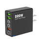200 Вт 6-портовий USB C зарядний пристрій Супершвидка зарядка PD3.0 USB C Type C зарядний пристрій для мобільного телефону для iPhone 16 SE4 Samsung Xiaomi iPad
