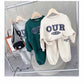 Children's Round Neck Sweater Sets Boys Warm Casual Loose 2Pcs Autumn Winter New Children's Long-Sleeved Letter Sports Suit 2-6Y