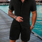 Spring and summer Europe and the United States new men's striped jacquard beach suit loose shorts shirt