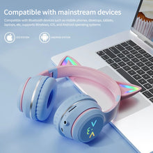 Градієнтні бездротові навушники RGB милі котячі вуха Bluetooth навушники з мікрофоном стерео музичні ігрові навушники для дівчаток і дітей подарунки