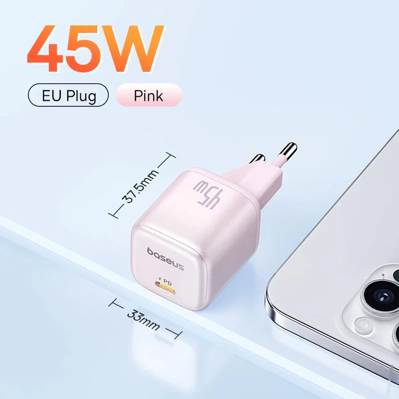 Baseus Picogo 45W USB зарядний пристрій PD QC 3.0 швидка зарядка швидкий зарядний пристрій для iPhone 16 15 14 Pro дорожній зарядний пристрій для телефону Samsung S24
