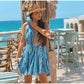 Sexy Halter Neck Beach Dresses For Women Printed Deep V-neck Backless Mini A-line Dress Chic Party Vacation Casual Lady Vestidos