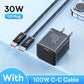 Зарядний пристрій Baseus 30W GaN для телефону, зарядний пристрій для iPhone 16 15 14 13 12 Pro Max, USB C зарядний пристрій, підтримка PD QC PPS швидкої зарядки для ноутбука
