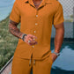 Spring and summer Europe and the United States new men's striped jacquard beach suit loose shorts shirt