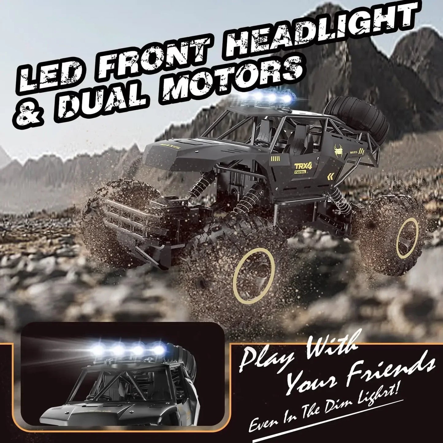 4WD RC автомобіль 1:12 позашляховик 4x4 радіокерований автомобіль баггі вантажівка для гонок дрифт з LED підсвіткою іграшка подарунок для хлопчиків дівчаток дітей