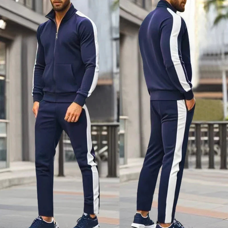 Casual Tracksuits Mens Autumn Fashion Side Striped Jackets And Pants Two Piece Sets For Men Sports Fitness Sweatsuits Streetwear