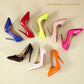 Temperament 12cm Super High Thin Heels Shoes Women Pumps Pointed Toe Colorful Patent Leather Stiletto Wedding Shoe Size 45