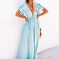 Women Swimsuit Cover Ups Mandarin Sleeve Kaftan Beach Tunic Dress Robe De Plage Solid White Pareo Beach Cover-ups